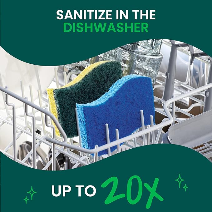 Scotch-Brite Zero Scratch Scrub Sponge, 3 Kitchen Sponges for Cleaning Around the Home, Bathroom & More, Effective + Gentle Dish Scrubber, Best for Nonstick Pots and Pans, Safe on Most Surfaces