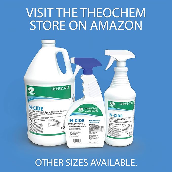 In-Cide Hospital Grade Disinfectant Spray - EPA Registered Cleaner Kills 99.9% MRSA, H1N1- Medical Grade for Home Office Clinic - Fresh Scent - 1 Gallon + 32oz Bundle