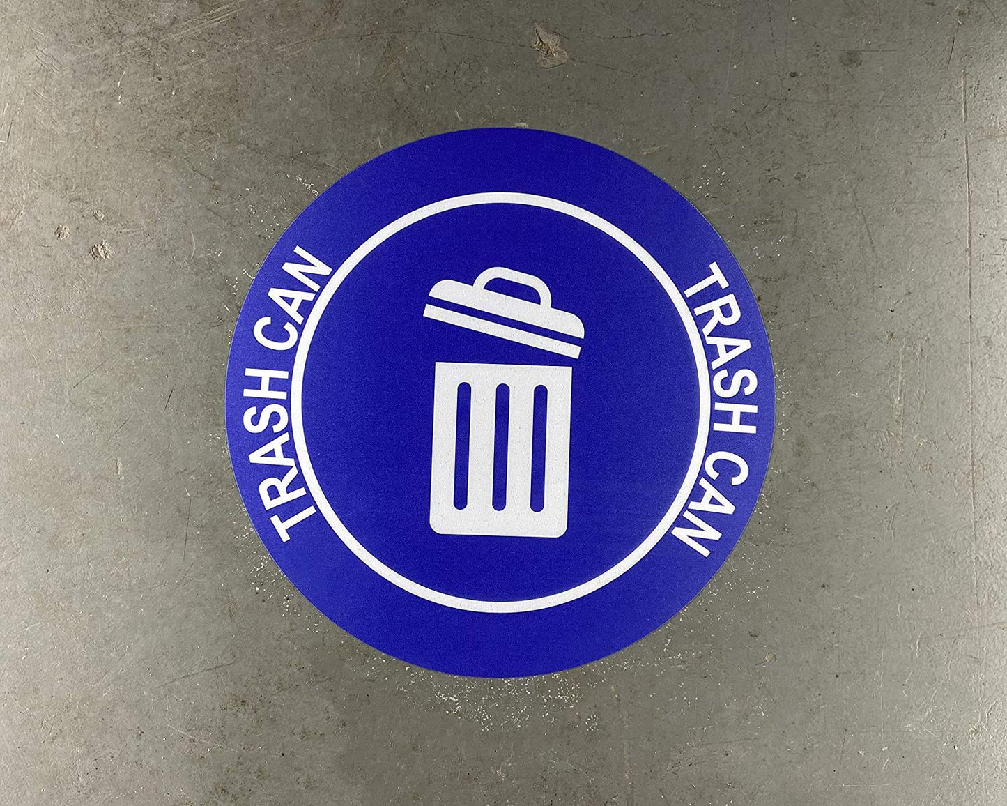 "Trash Can" Durable Laminated Vinyl Floor Sign- Sign by Graphical Warehouse- 5S Safety and Security Signage, Visual Communication Tool (18", Blue/White)