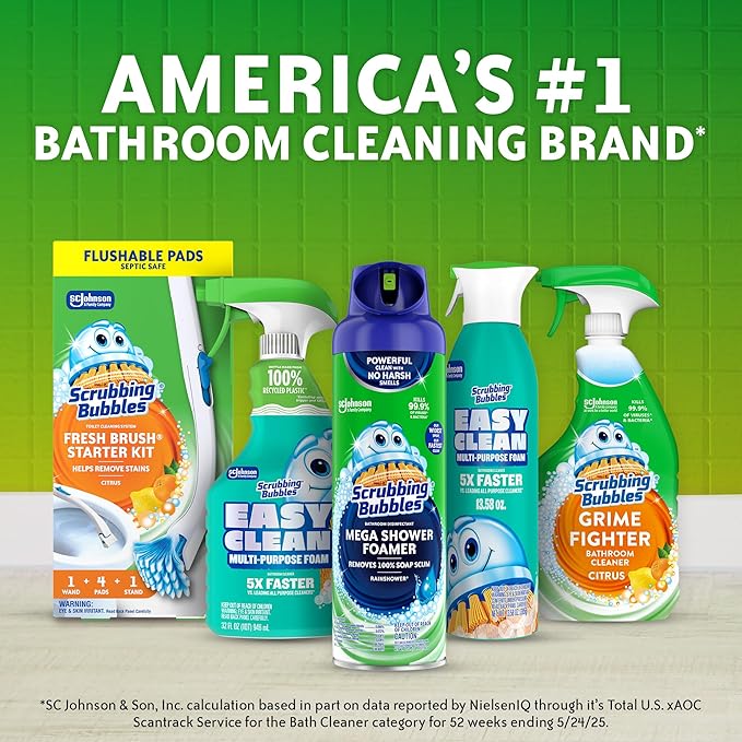 Scrubbing Bubbles Flushable Toilet Bowl Wand Cleaner Refills, Fresh Brush Cleaner Toilet Refill Pads, Removes Limescale & Odors, Citrus Scent, 20 Count (Pack of 2)