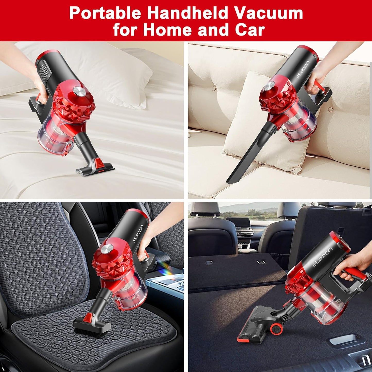 elezon A200 Cordless Vacuum Cleaner with 18000Pa Powerful Suction, 38 Min Runtime, 2200mAh Battery, HEPA Filter, Portable Stick Vacuum for Hardwood Floor, Lightweight Handheld for Home, Pet Hair, Car