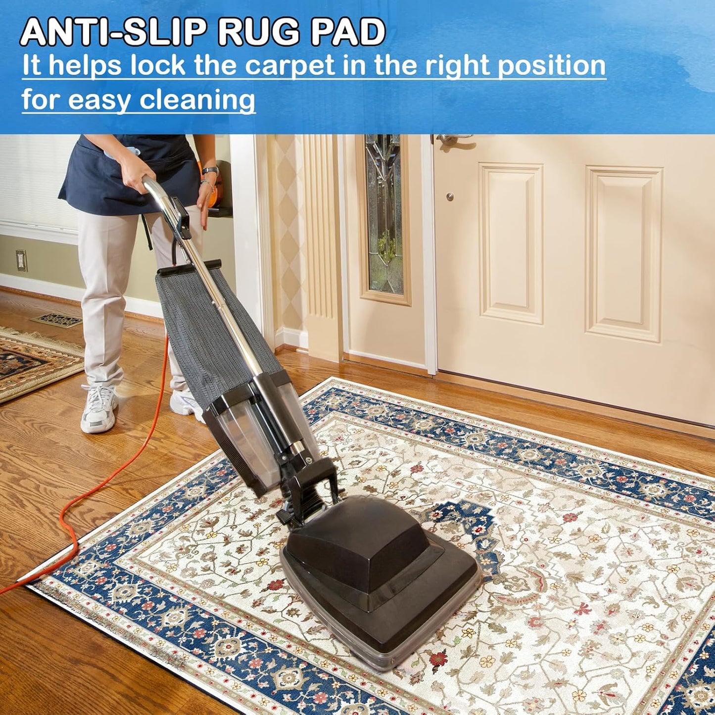 Non-Slip Rug Pads 10 x 14 ft, 100% Waterproof Extra Large Area Rugs Non Skid Rug Pad for All Floors and Finishes Durable Hardwood Floor Protective Felt Keeps Rugs in Place, Safe and Secure