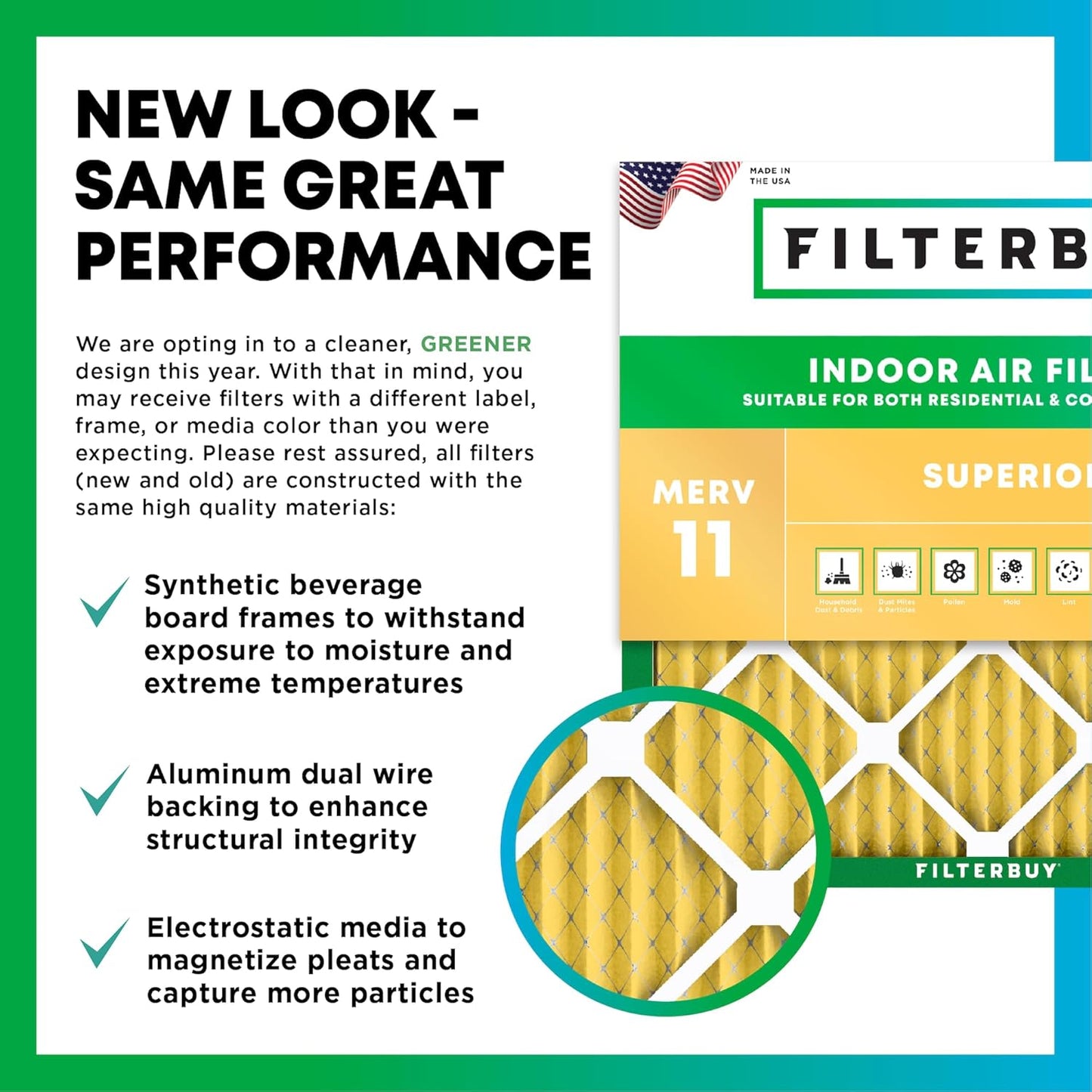 Filterbuy 20x21.5x1 Air Filter MERV 11 (MPR 1200) Allergen Defense Replacement (4-Pack), Electrostatic Pleated HVAC AC Furnace Filters, Made in USA (Actual Size: 19.88 x 21.50 x 0.75)