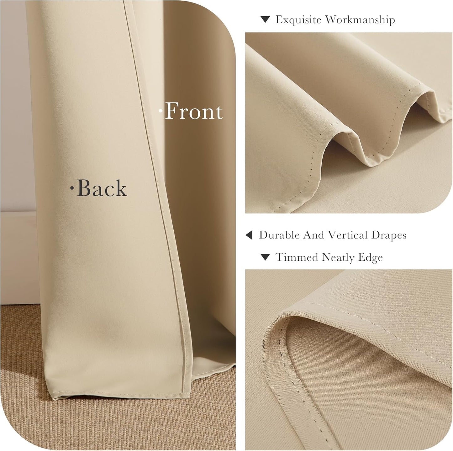 PONY DANCE Black Out Curtains for Bedroom 54 inch Length 2 Panels Set, Thermal Insulated Room Darkening Window Drapes for Living Room, Grommet Top (W34 x L54 Inch, Biscotti Beige)
