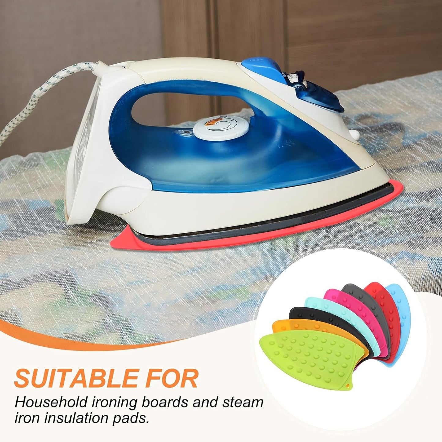 PATIKIL Silicone Iron Rest Pad, 2 Pcs Multipurpose Hot Heat Resistant Iron Rest Plate Protective Pad for Ironing Board Hot Resistant Steamer Steam Compact Mat, Lake Blue