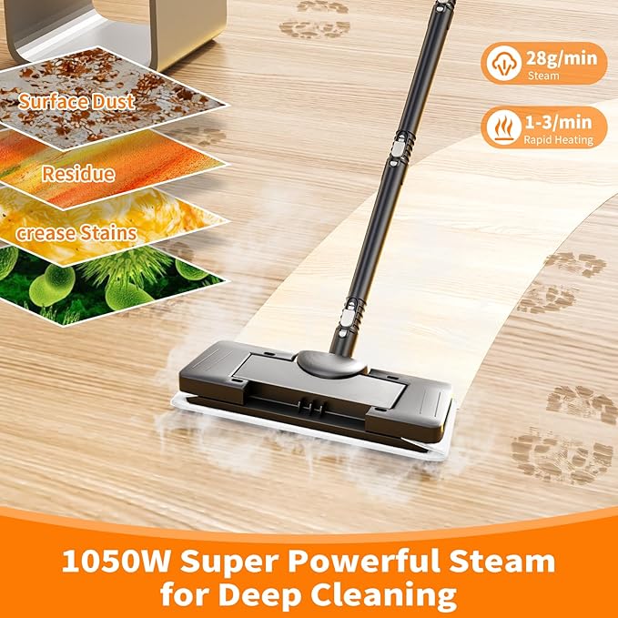 Steam Mop, Detachable Steam Cleaner 16-in-1 Lightweight Handheld Steamer for Hardwood Floors, Home, Tile, Furniture, Clothes, Windows Cleaning