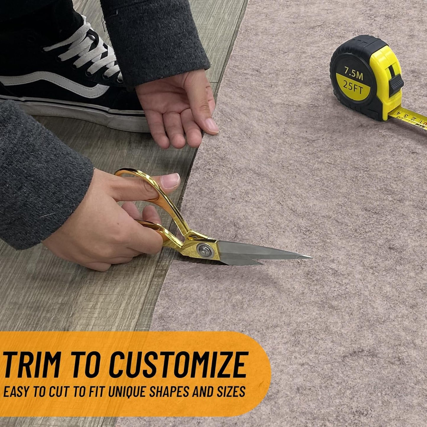 Ottomanson 7' x 8' Non-Slip Rug Pad Gripper 1/4 Inch Thick Dual Surface Felt + Rubber Gripper - Safe for All Floors, Brown