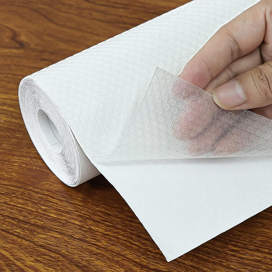 Shelf Liners 14 in x 20 ft Self-Adhesive EVA Drawer Mats, Cupboard Protector, Kitchen Cabinet Lining Fridge Liner (Clear Flat Dot, 35.6x610cm)