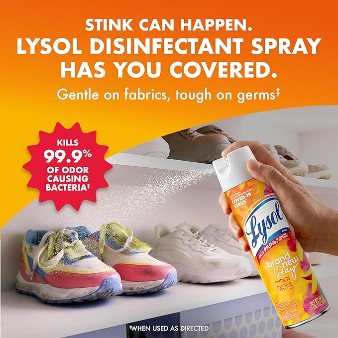 Lysol Disinfectant Spray, Sanitizing and Antibacterial Spray, For Disinfecting and Deodorizing, Mango & Hibiscus Scent, 19 Fl Oz