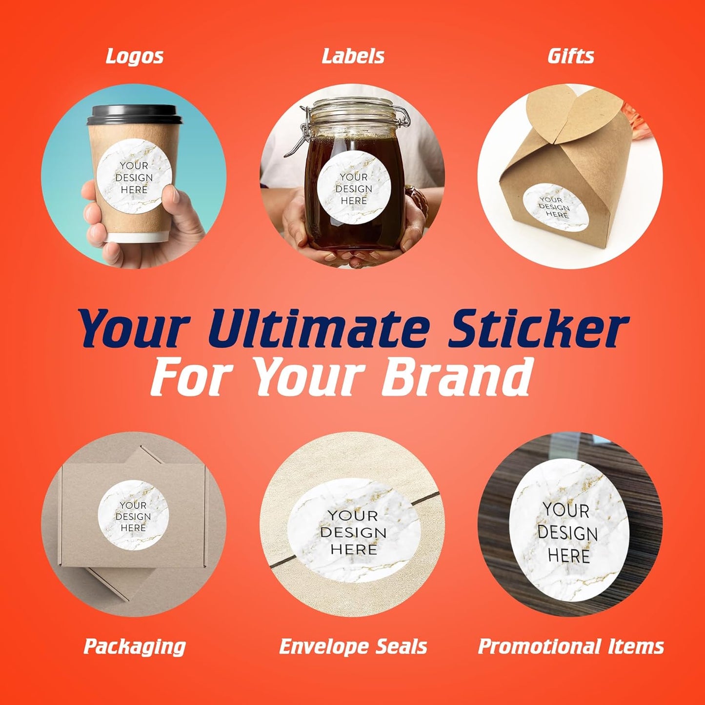 100 Custom Vinyl Stickers - Upload Your own Image, Text, Design, Logo - Personalized Logo Labels for Handmade, Packaging, Bottle, Jars, Candle, Brand Stickers (Gray, 4x4)