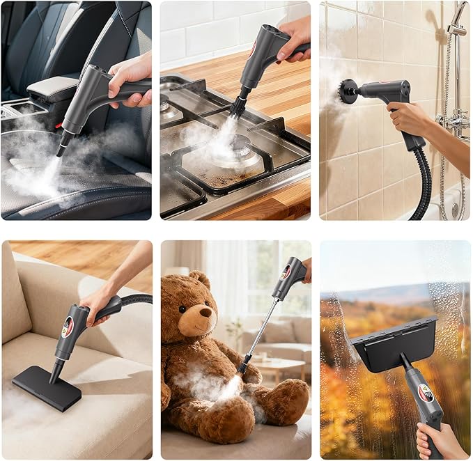 Steam Cleaner,15s Heat-Up,1.5L Tank,6-Level Adjustable Handle,Steamer for Cleaning,Portable Steamer for Cleaning with 20PCS Accessories,Steam Cleaner for Home,Car