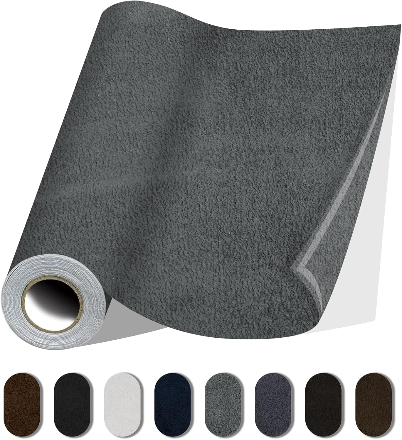 Fabric Repair Patches, 35X79 Inch Self-Adhesive Suede Patches Tape Durable, DIY Large Fabric Repair for Sofa, Couches, Furniture, Chair, Clothing （35X79 Inch, Grey）