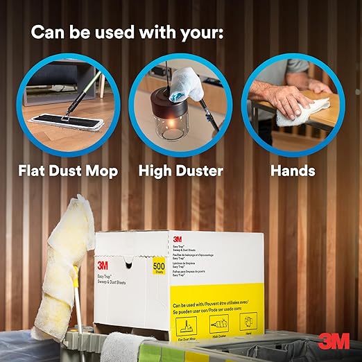 3M Easy Trap Sweep and Dust Sheets, 1 Roll of 60 5" x 6" Sheets, Disposable Easy Sweep Floor Duster, Picks Up 8x More Dirt, Dust, Sand, Hair, Works on Dry or Wet Surfaces, Hardwood Floors, 59032W