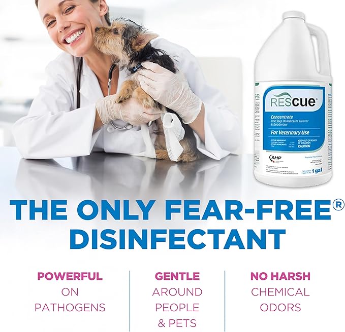 REScue One-Step Disinfectant Cleaner & Deodorizer – For Veterinary Use, Animal Shelters, Pet Foster Homes, Kennels, Litter Box, Concentrate – 1 Gallon