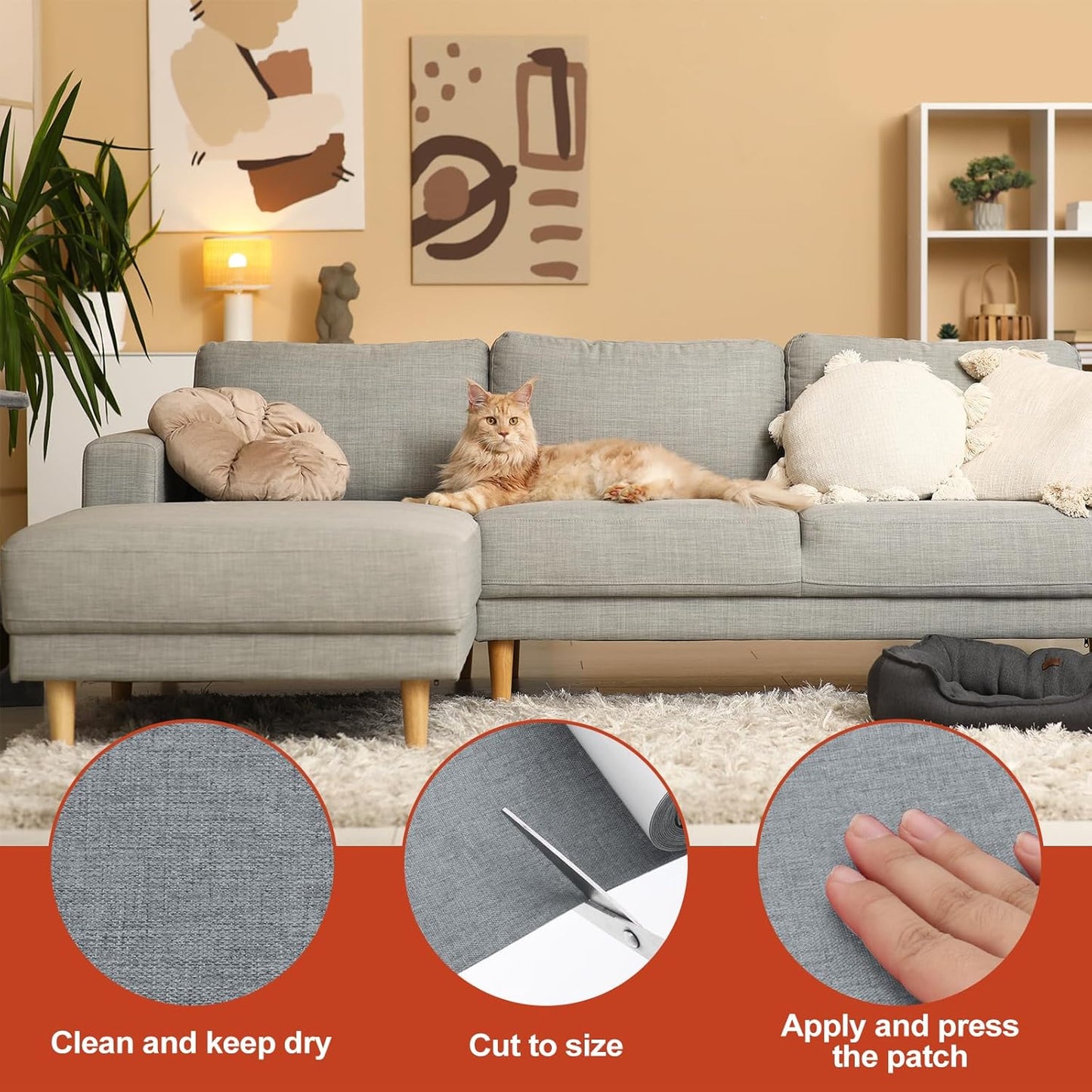 PATIKIL 70x4.4 Inch Linen Repair Tape, Repair Fabric Patch Self Adhesive Couch Patch Line Repair Patch for Furniture Sofa Car Seats Office Chairs, Dark Gray