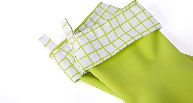 Full Circle Splash Patrol - Natural Latex Cleaning Dish Gloves, Stay-Dry Cotton Cuffs, Durable with Protective Lining, Medium/Large, (1 Pair) Green