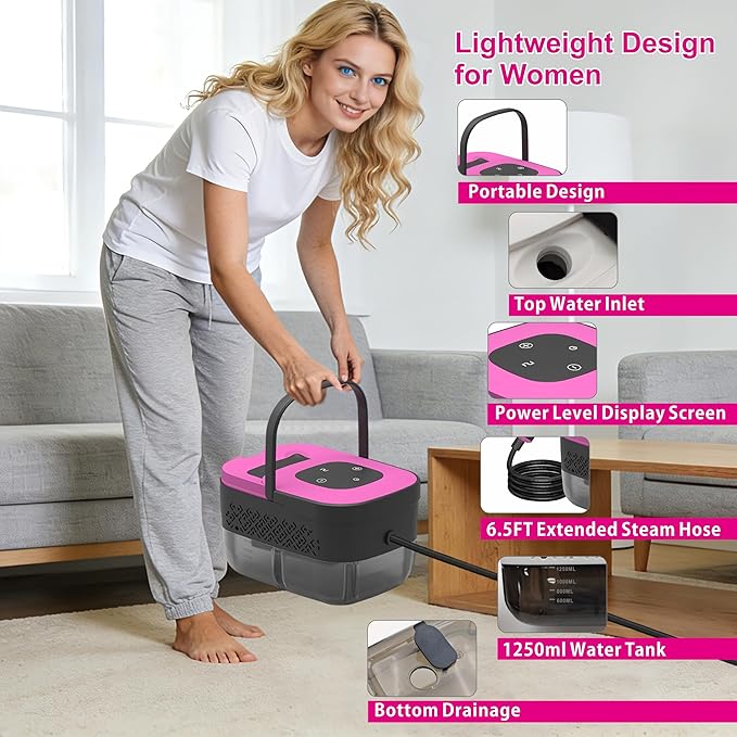 Portable Steam Cleaner for Cleaning with 16pcs Accessories, 6-Level Adjustable, 15s Heat-Up, Handheld Steam Cleaner for Home, Tile, Grease, Dirt, Car Detailing, Lightweight Design for Women& Girls