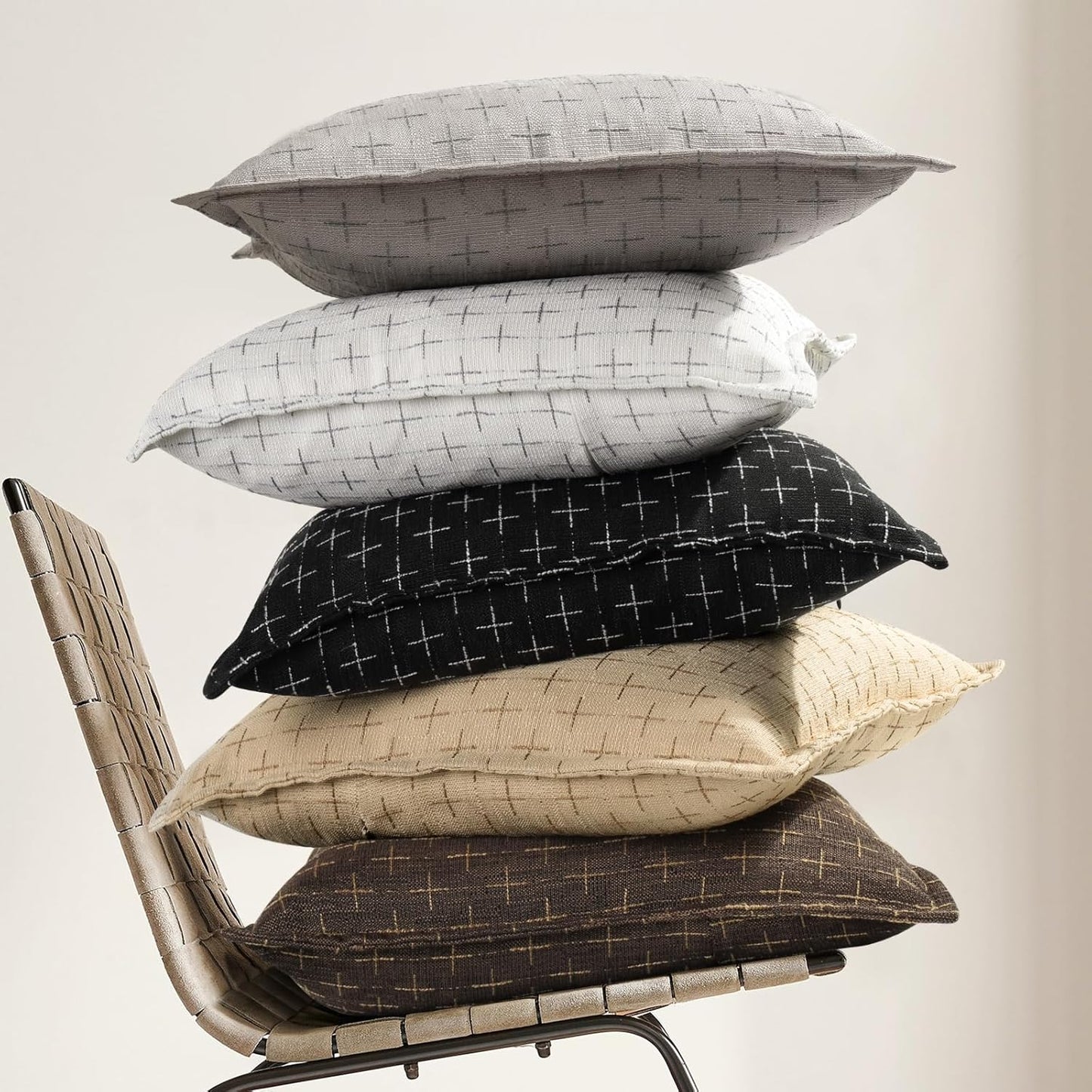 ZWJD Pillow Covers 20x20 Set of 2 Soft Polyester Textured Pillow Covers with Stylish Flange Edge Cozy Farmhouse Throw Pillows for Couch Bed Sofa Living Room