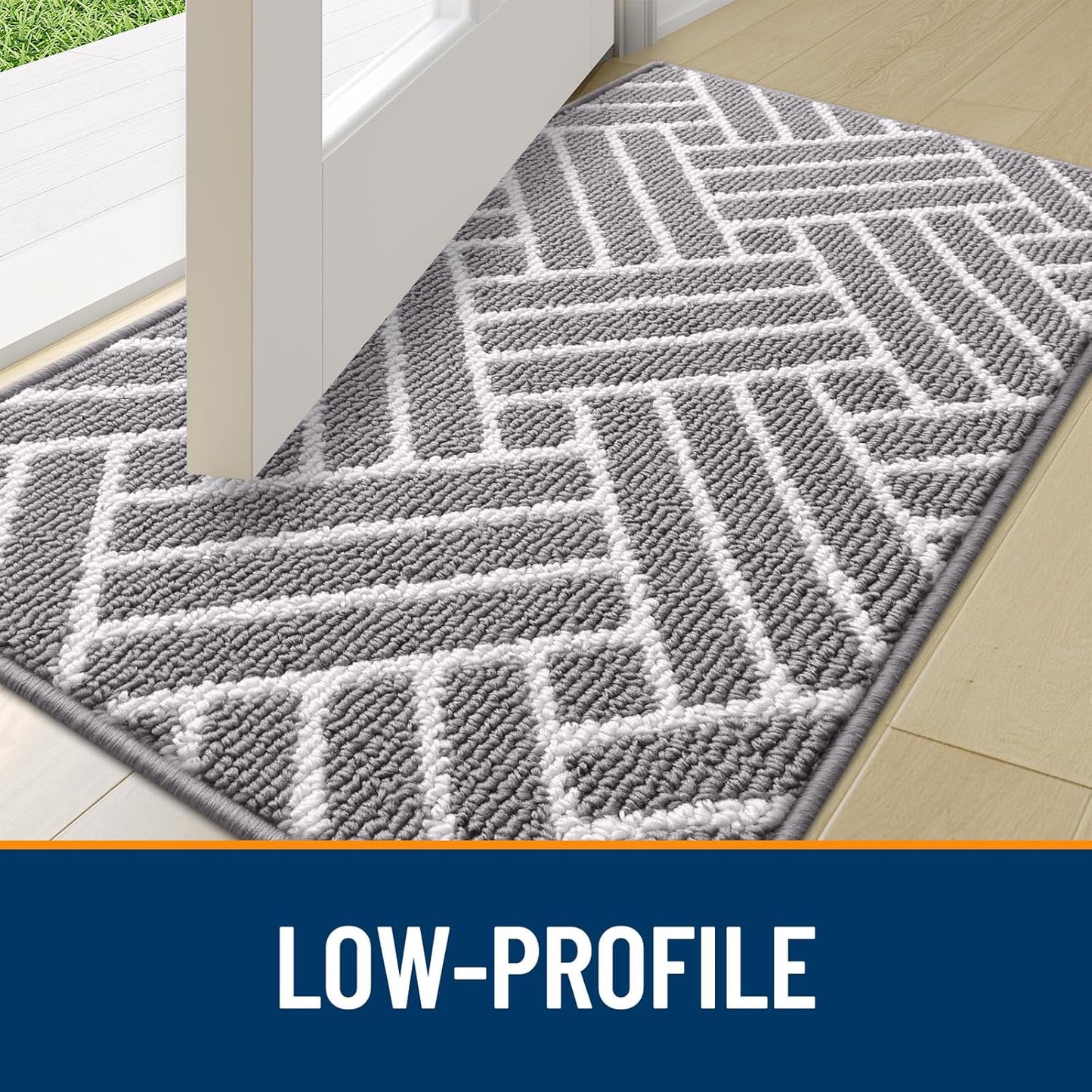 OLANLY Runner Indoor Door Mat, 47x23 Inch, Dirt Resistant and Absorbent, Non-Slip Rubber Backing Floor Mats, Easy Clean Low-Profile Doormat for Entryway, Front Door, and Inside Entrance, Grey