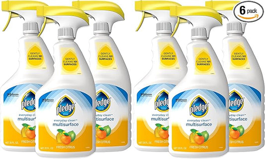 Pledge pH-Balanced Multisurface Cleaner Spray for Everyday Care,Fresh Citrus Scent,25oz,(Pack of 6)