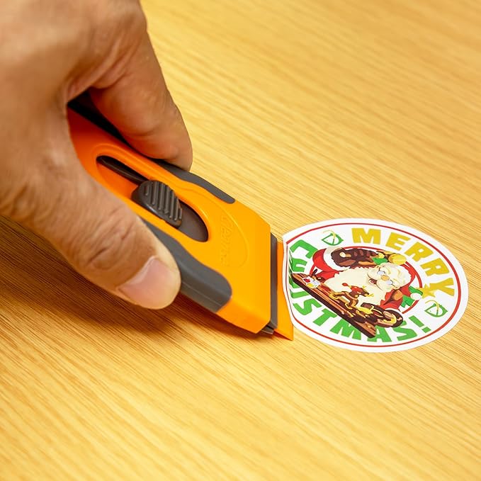 100Pcs Blade Plastic Razor Blade Scraper with Retractable Blade: Without Damaging Surfaces Cleaning Tool for Adhesive Remover, Sticker Remover, Labels, Paint, Work on Cars, Windows, Trucks, Mailboxes