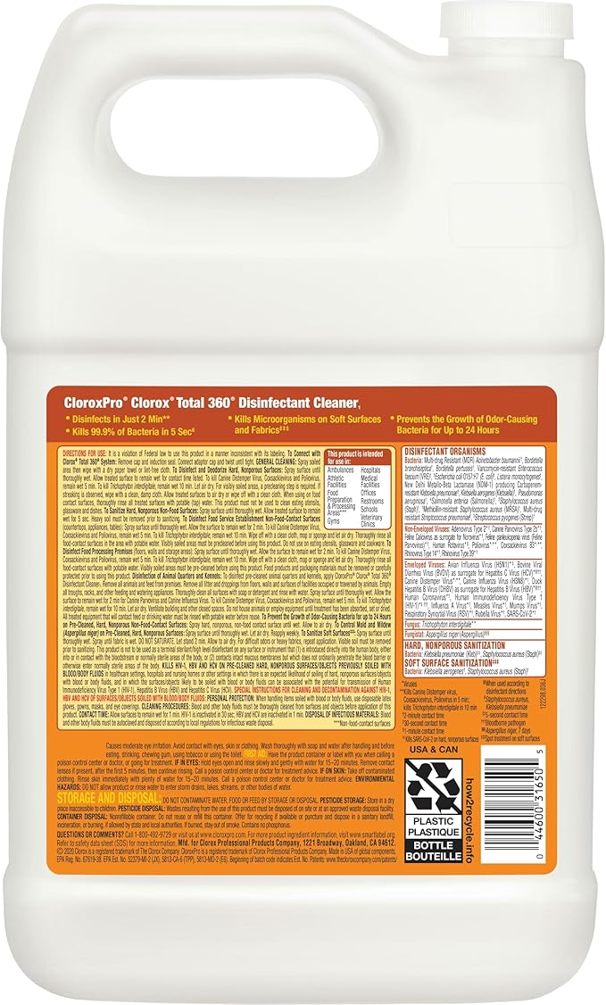 CloroxPro Total 360 Disinfectant Cleaner, Industrial Cleaning and Disinfecting Spray, 128 Ounces Each (4 Pack) - 31650