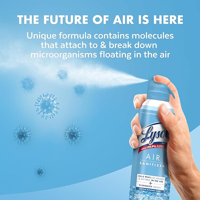 Lysol Air Sanitizer Spray with Bacterial Odor Eliminator for Home & Office, Sanitizing Air Spray, Air Freshener Alternative, Simple Fresh + Cotton Blossom + Lavender Sky, 10 oz (Pack of 3)