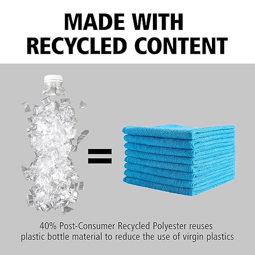 Rubbermaid Commercial Products HYGEN r-40 Recycled Microfiber Cloths, 12"" X 12"" Red, 24-Pack, Durable, Lint-Free, Wet-Dry Cleaning for Home, Applianes, Cars, Custodial Spaces, Housekeeping, Glass