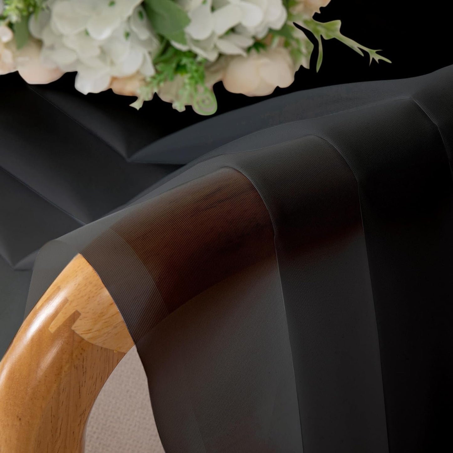 Chyhomenyc Black Sheer Curtains 30 inch Length 2 Panels, Light Filtering Voile Rod Pocket Short Window Curtians for Bathroom Living Room Farmhouse Small Windows, 42Wx30L inches
