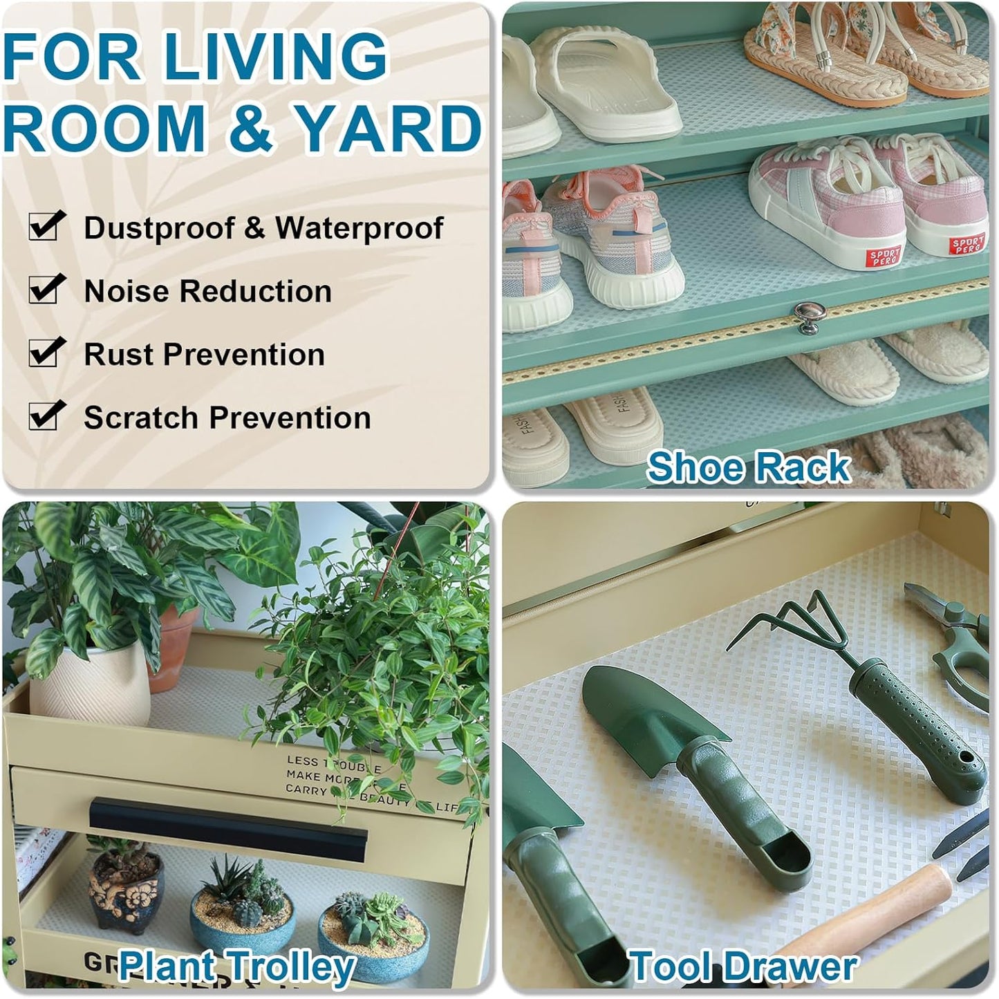 Shelf Liners 12 in x 20 ft EVA Drawer Mats, Non-Adhesive Cupboard Protector, Kitchen Cabinet Lining Fridge Liner (Clear Crossed Stripe, 30.5x610cm)