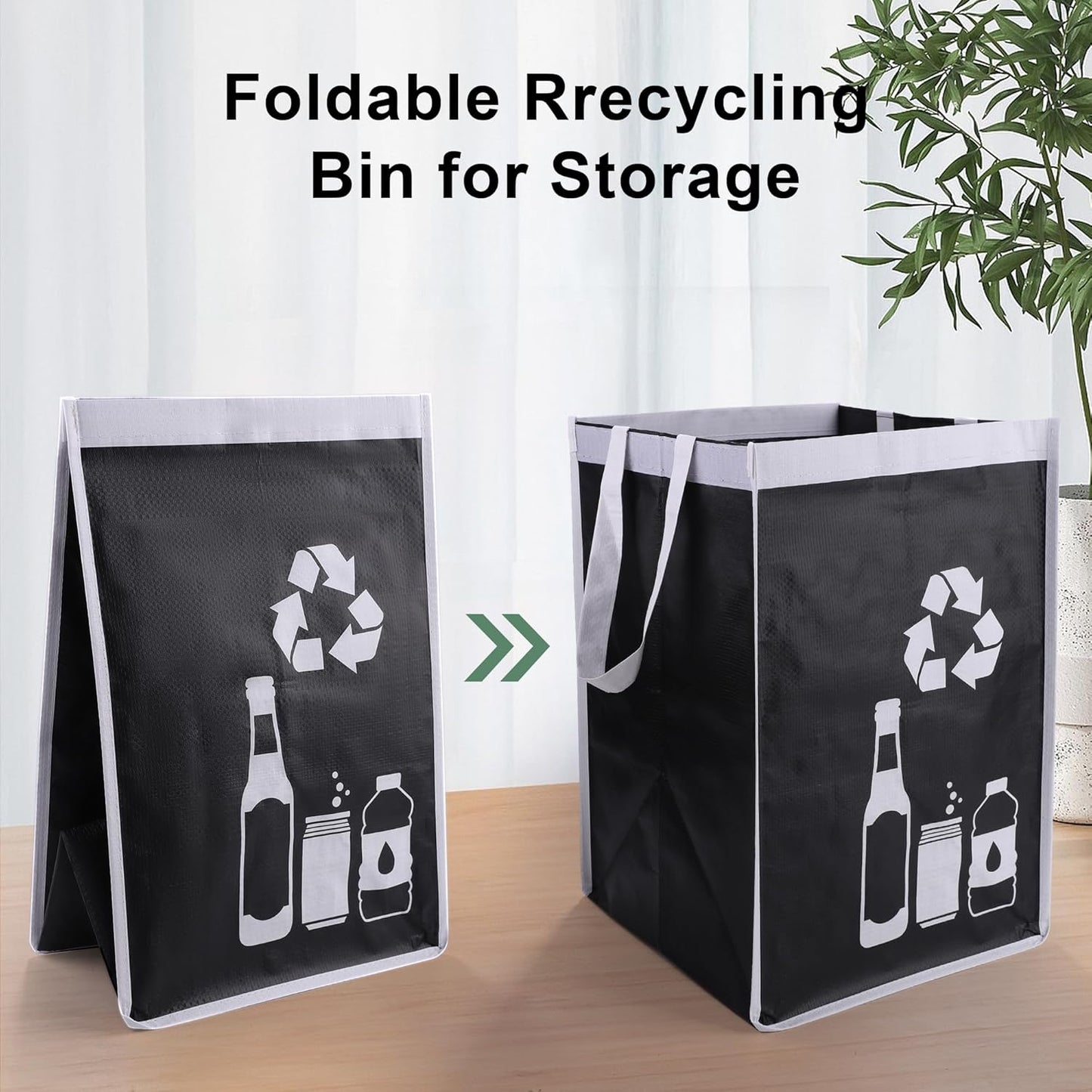 Recycle Waste Bag for Kitchen Home- Indoor Recycling Bins Trash Sorting Organizer, Reusable and Waterproof, 4 Pack