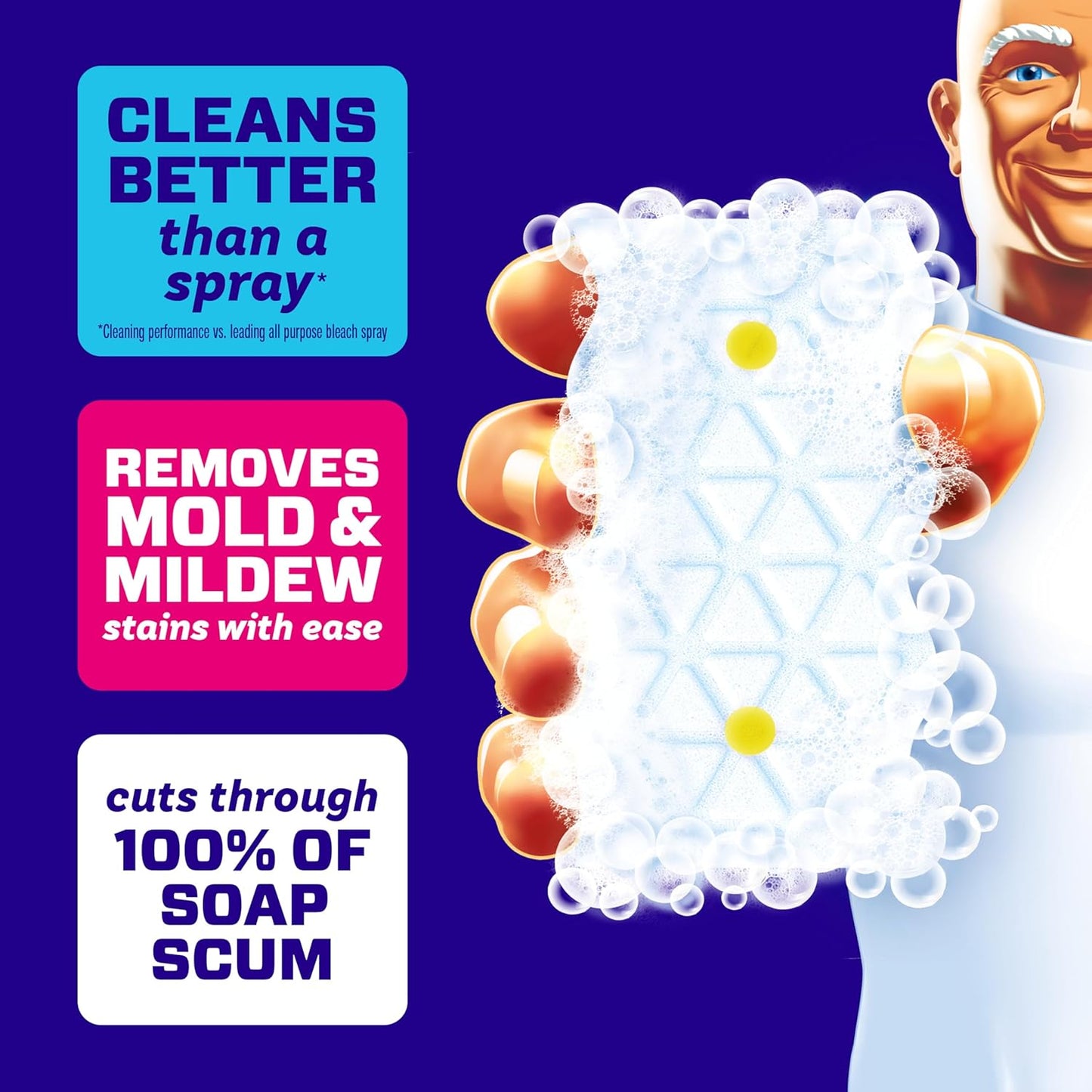 Mr. Clean Magic Eraser Sponge, Bathroom Cleaner, Soap Scum Shower & Tub Cleaner, 2 in 1 Bath, 5ct