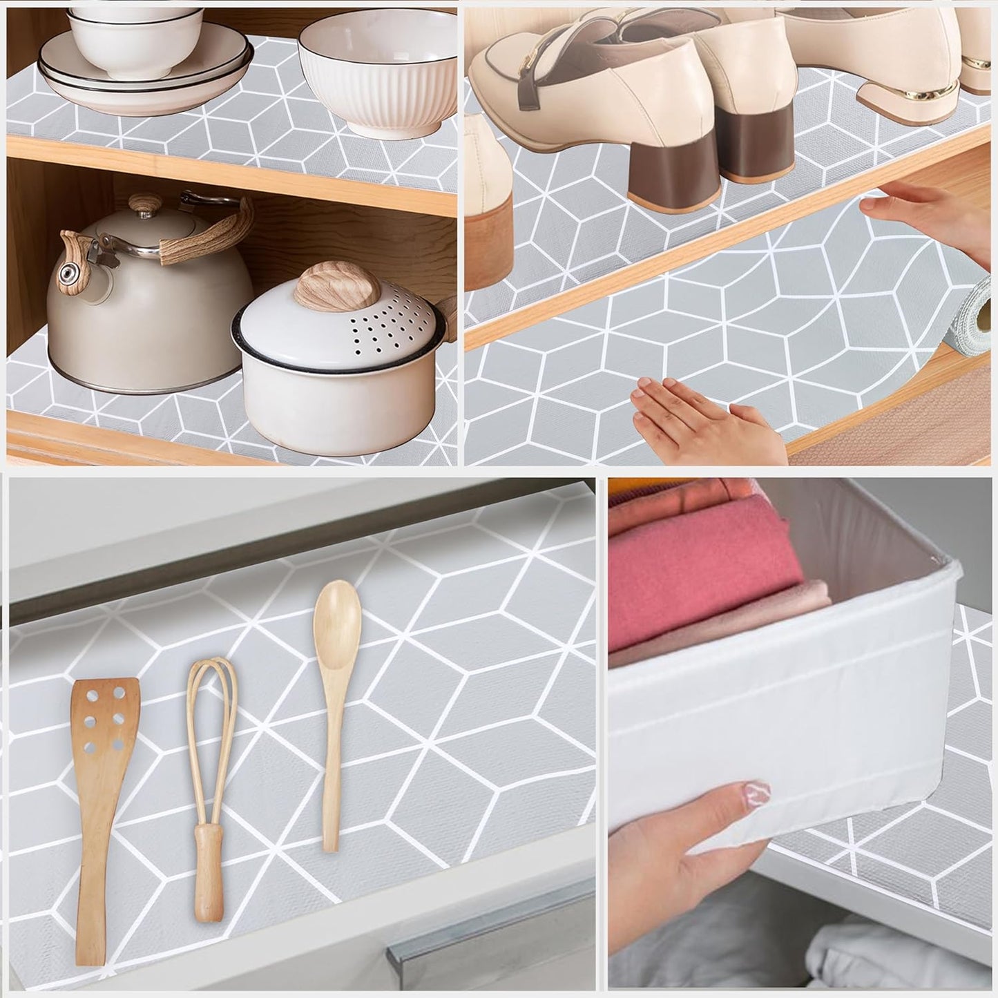 Shelf Liner 16 Inch Wide X 20 Ft Waterproof Cabinet Drawer Paper Mat Non Slip Pantry Cupboard Closet Liners Non Adhesive Liner for Kitchen Bathroom Dresser Refrigerator Under Sink