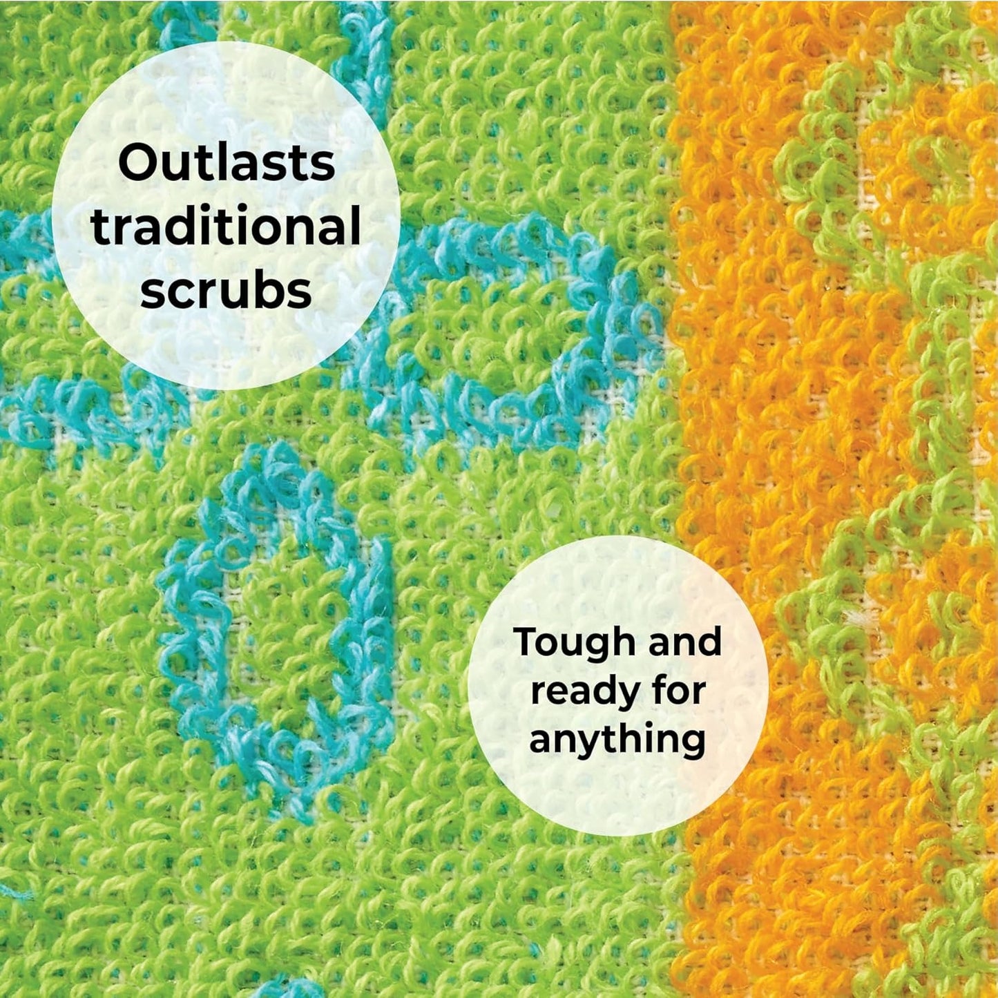 Skoy Scrub, 4-Pack Reusable, Non-Scratching Dish Scrubber for Kitchen and Household Cleaning, Planet-Friendly, Dishwasher Safe Soft Scrub, Assorted Colors and Designs
