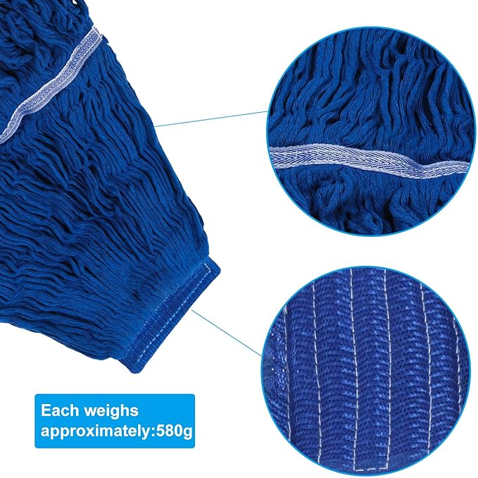 Heavy Duty Wet Industrial Cleaning Mop Head – Mop Head Replacement Perfect Cotton Washable Mop Head Replacement for Commercial & Home Cleaning（Blue）