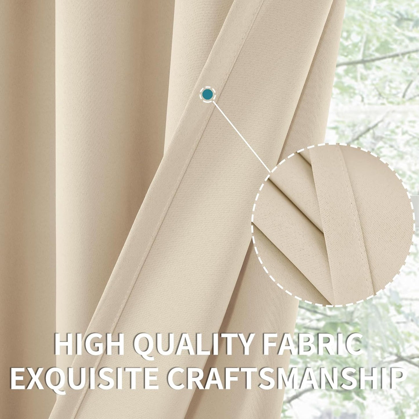 BGment Short Blackout Curtains for Bedroom 40 Inches Long - Thermal Insulated Room Darkening Curtain for Kitchen, Champagne, 34 x 45 Inch, 2 Panels