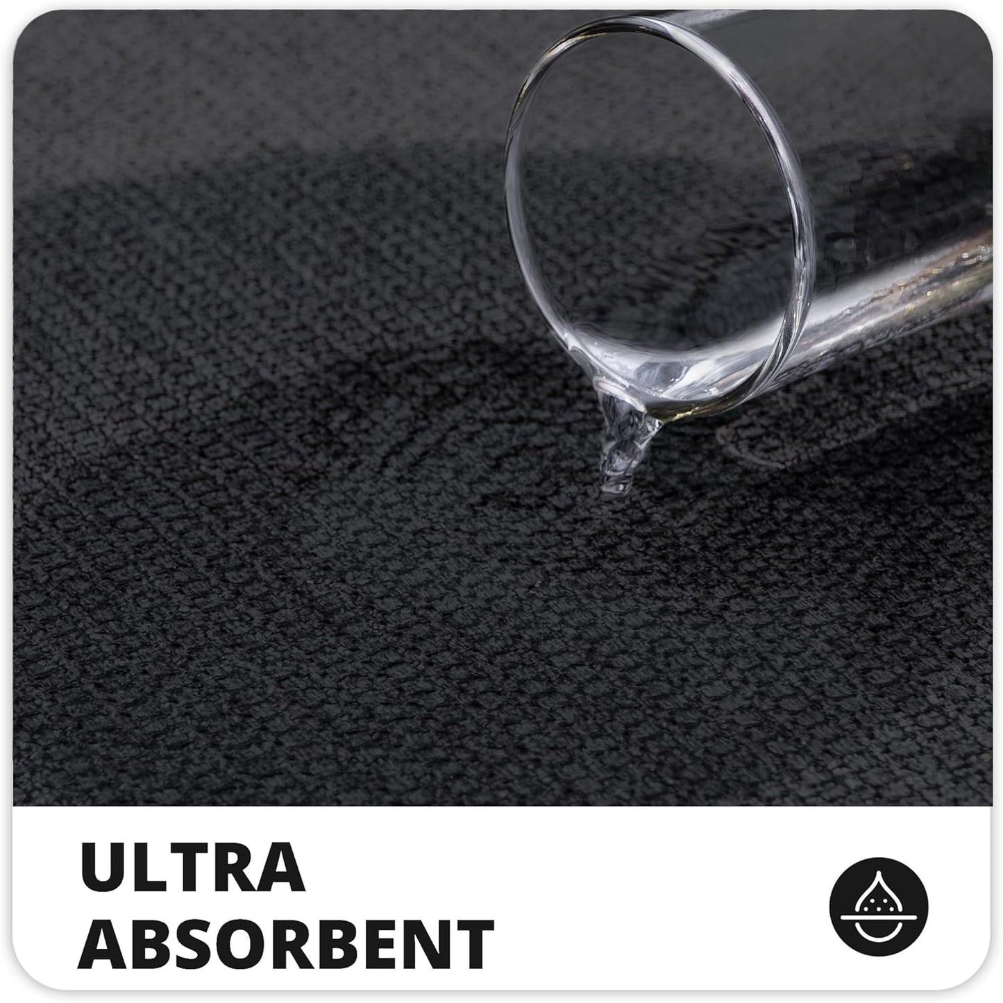 Bath Mat,Ultra Thin Bathroom Rugs,Rubber Bath Mats for Bathroom,No Slip Bath Rugs,Quick Dry,Machine Washable,Low Pile,Absorbent,Shower Outside,Sink,Home Decor Accessories.Black,1'8"x2'8"(20x32inch)