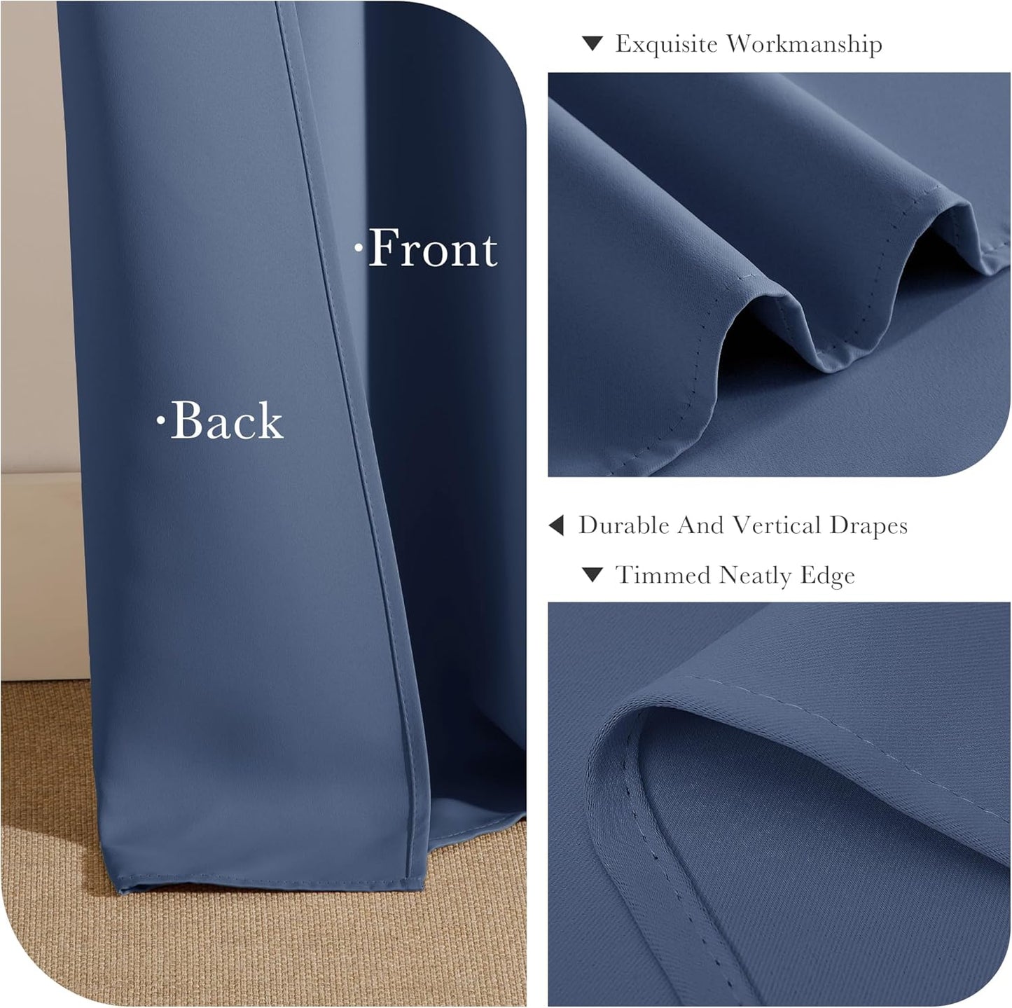 PONY DANCE Small Curtains for Door Windows, Blackout Thermal Insulating Drapes for Home Theatre Bathroom Kitchen Basement Cafe RV Camper Windows Blinds, Wide 29 x Long 30, Blue Haze, 1 Pair