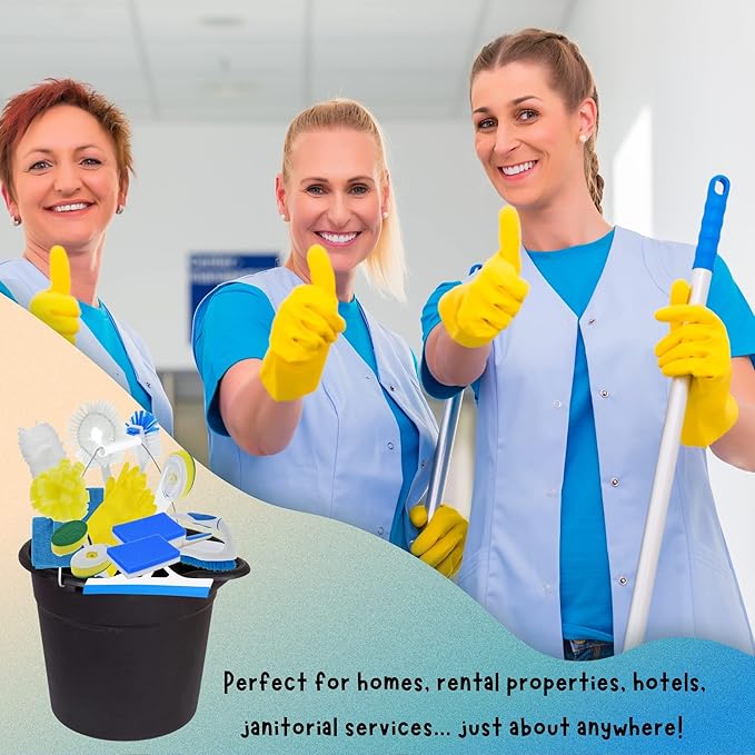 Cleaning Supplies Bundle, Home Office School Restaurants Bathroom Kitchen Laundry Floor Windows Walls Toilet Cars Appliances Furniture Household Chores Tools Brush Gloves Sponge Squeegees