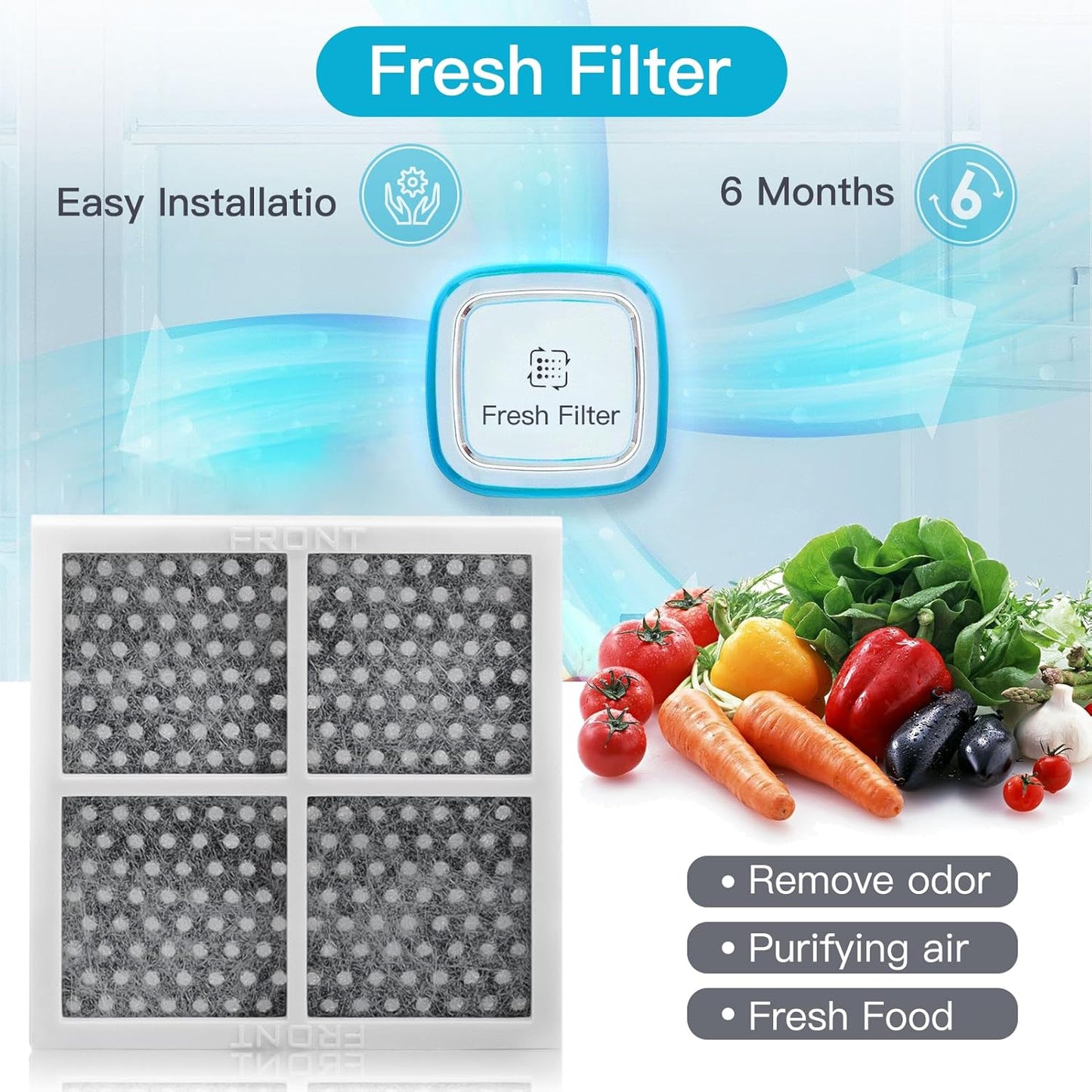 SEISSO LT120F Fresh Refrigerator Air Filter Replacement for LG, Compatible with Kenmore - Freshen up Refrigerator Air, Absorb Odors - 9 Packs