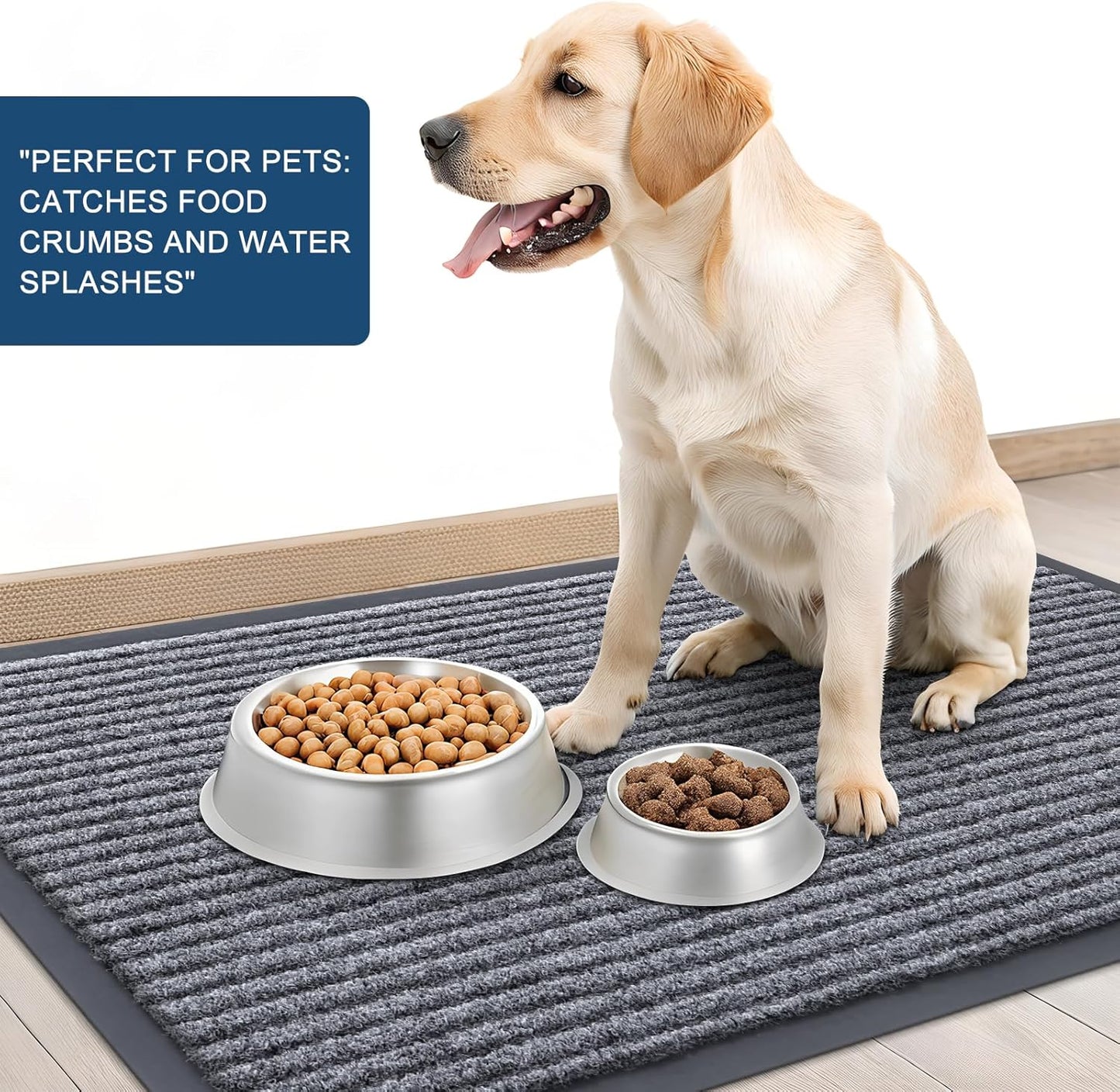 OLANLY Front Door Mat Indoor Outdoor Entrance, Waterproof Heavy Duty Doormat, Fade Resistant, Low Profile, Easy Clean Patio Porch Welcome Floor Mats for Entry, 29.5x17, Light Gray