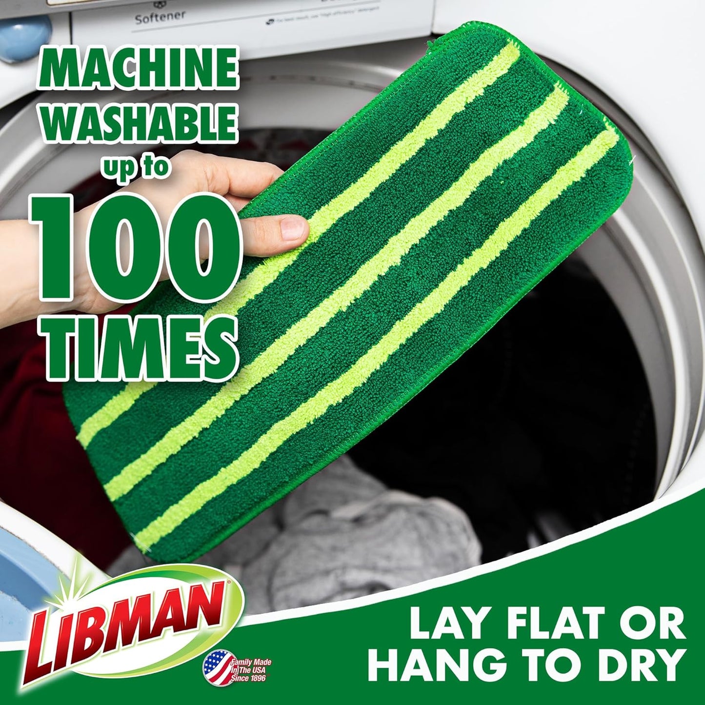Libman Freedom Spray Mop Refills, Three Refills Green 3 Pack