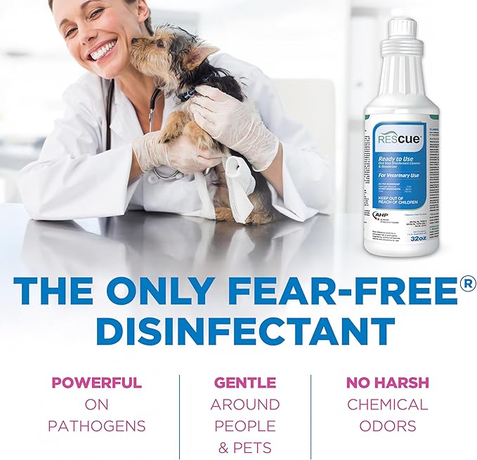 REScue One-Step Ready-to-Use Disinfectant Cleaner & Deodorizer – For Veterinary Use, Animal Shelters, Pet Foster Homes, Kennels, Litter Box – 32 Ounce RTU (Spray Nozzle NOT Included)