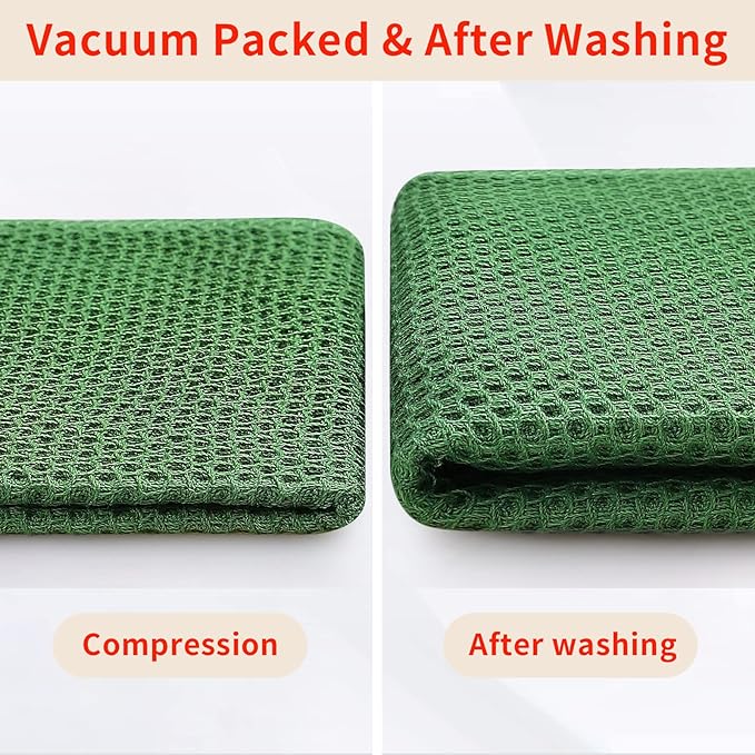 Homaxy 100% Cotton Waffle Weave Kitchen Dish Cloths, 4-Pack Ultra Soft Absorbent Dish Towels, Quick Drying Dish Rags, 12 x 12 Inches, Grass Green