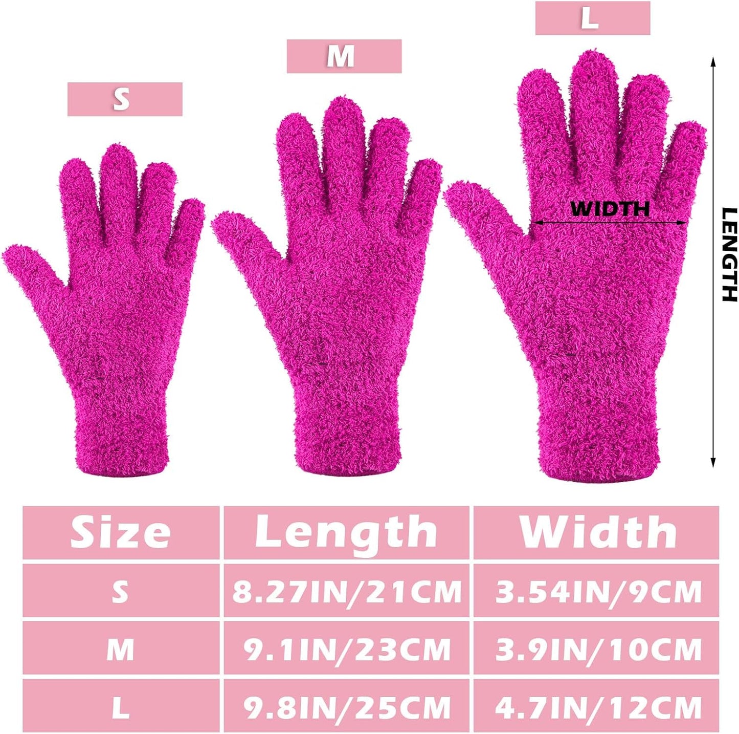Patelai 3 Pairs Microfiber Plant Dusting Gloves Leaf Cleaning Gloves for Indoor Plants, Blinds, Furniture, House(Small,Purple, Blue, Rose Red)