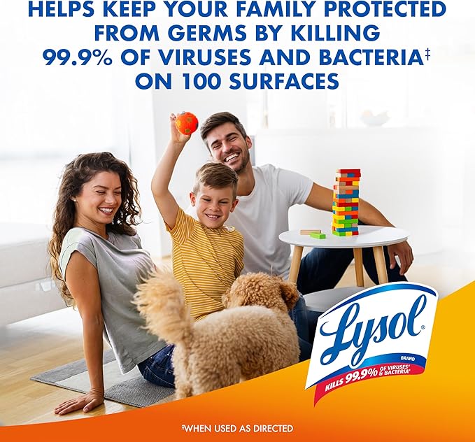 Lysol Disinfectant Spray, Sanitizing and Antibacterial Spray, For Disinfecting and Deodorizing, Mango & Hibiscus, 19 Fl. Oz (Pack of 2)