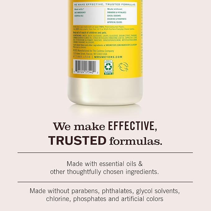MRS. MEYER'S CLEAN DAY Multi-Surface Everyday Concentrate, Honeysuckle Scent, 32 Fl Oz Bottle - 2 Pack