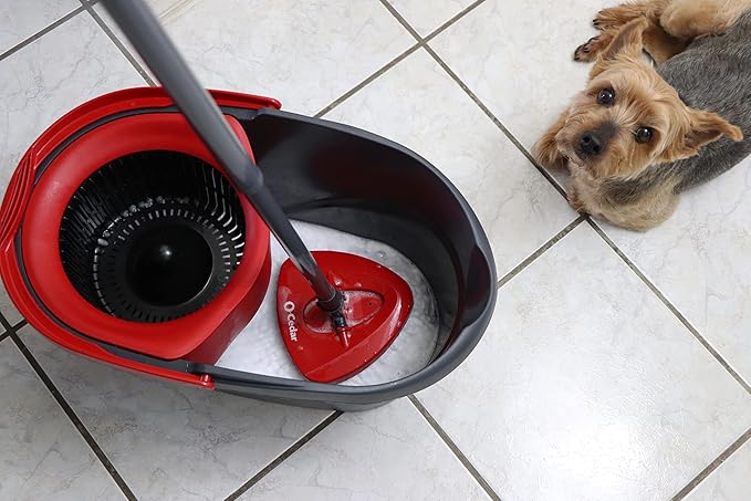 O-Cedar Easywring Microfiber Spin Mop & Bucket Floor Cleaning System with 4 Extra Refills