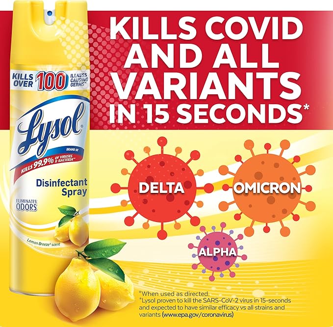 Lysol Disinfectant Spray, Lemon Breeze, 19oz, Clear