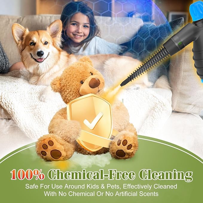 Deep Clean Steam Cleaner, Fast Heating Efficient Cleaning Multi-Purpose Handheld Steamer for Cleaning, Pressurized Multi-Surface Steam Cleaner for Home, Car, Upholstery, Floor, Grout, Couch and Grease